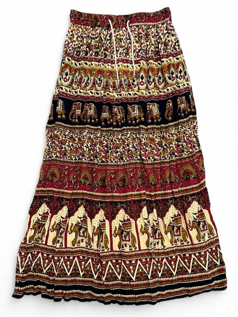 NWT Vintage Vini Elephant 90’s Broomstick Maxi Skirt Made in India Free Size